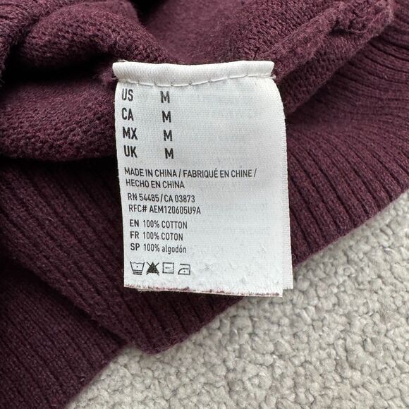 American Eagle Outfitters Pullover Sweater Mens Medium Burgundy Cotton V-Neck - Picture 6 of 13